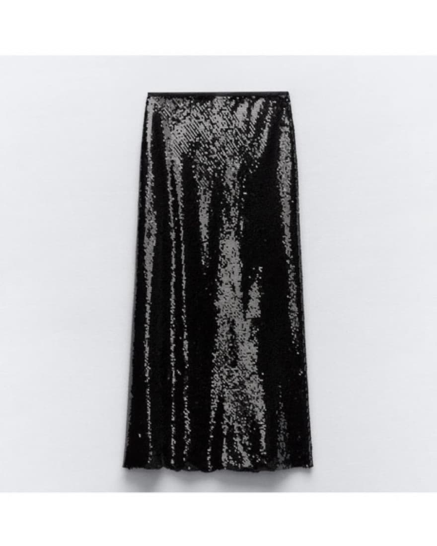 Zara Sequin Black Skirt S - Image 4