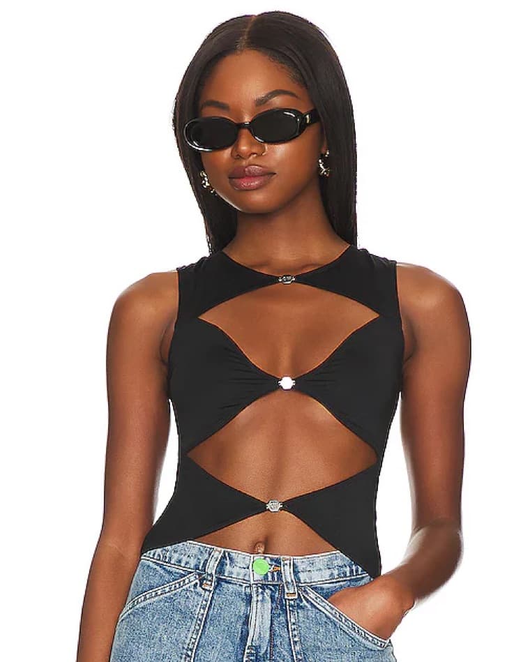 OW Collection Chiara Black Cutout Top - Image 1