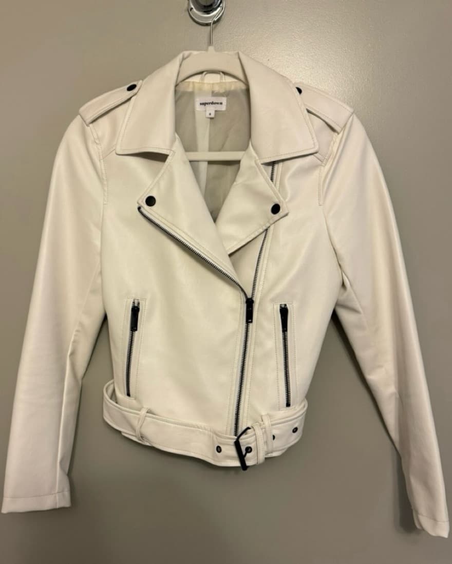 Superdown White Faux Leather Moto Jacket - Image 3