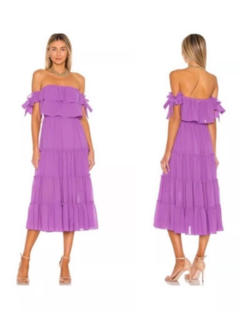 Stunning Purple Tiered Midi Dress - Image 2