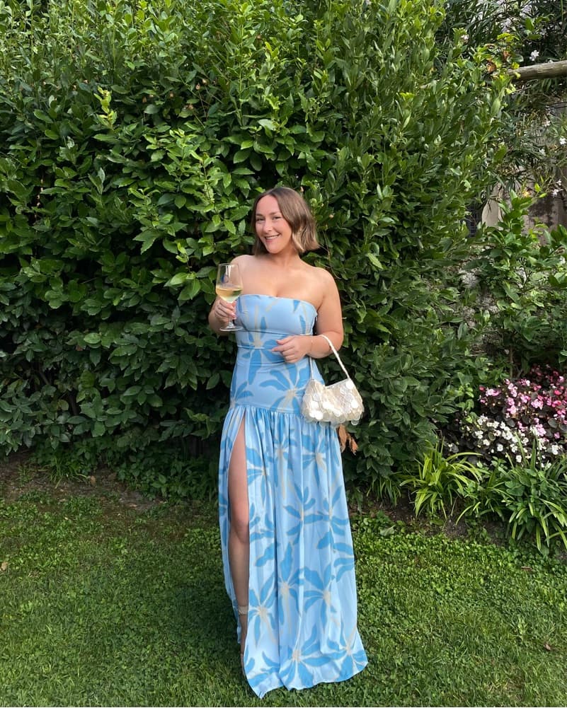 Drop Waist Blue Floral Maxi Dress (6) - Image 1