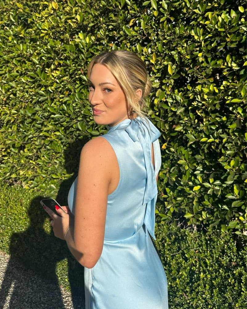 Blue Silk Midi Dress - Image 1