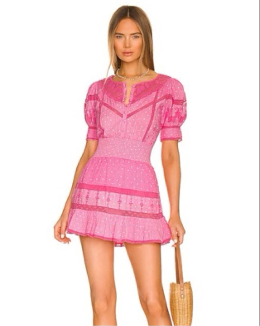 LoveShackFancy Jaislyn Mini Dress Pink  - Image 1