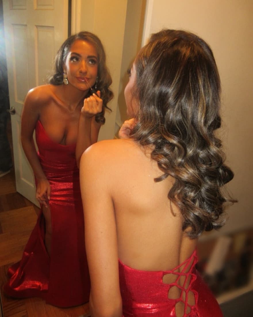 Red Strapless Dress - Image 4