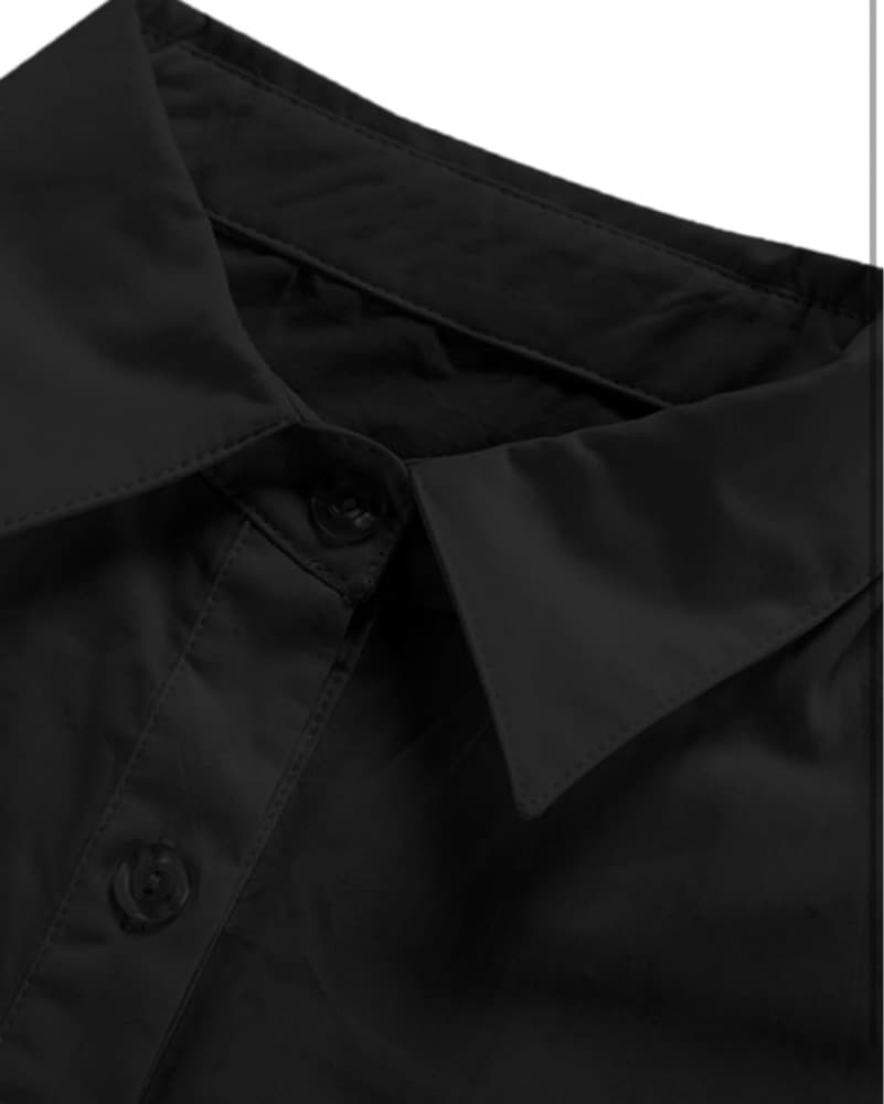 Black Cotton Shirt Dress - Image 4