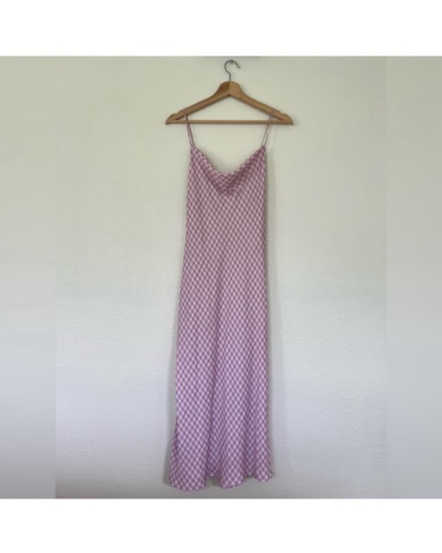 Pink Gingham Silk Tank Dress - Image 4