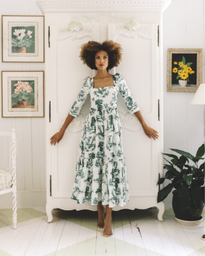 Cara Cara Blue Hill Forest Toile Dress - Image 1