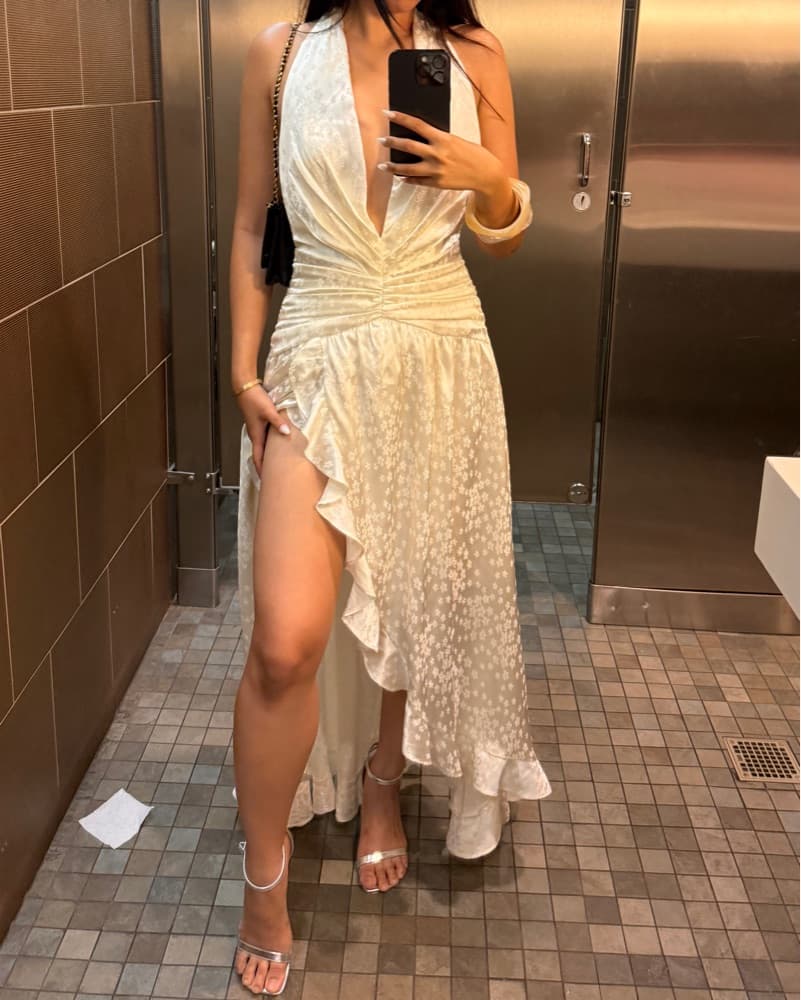 Ivory Open Back Halter Dress - Image 2