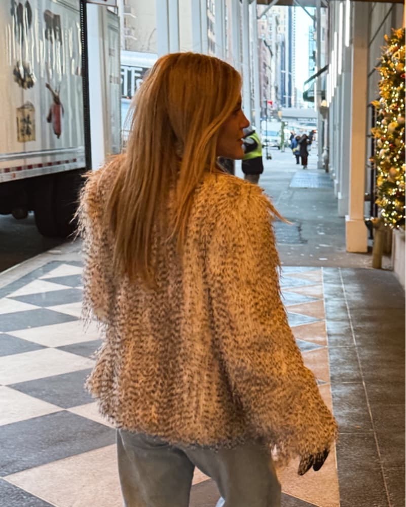 Faux Fur Black & White Coat - Image 3