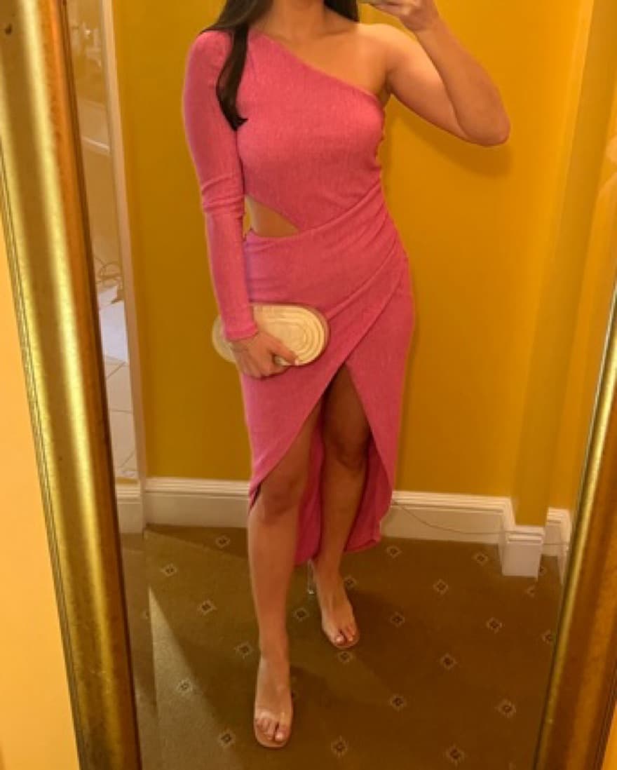 Saylor Pink One Shoulder Dress - Image 2