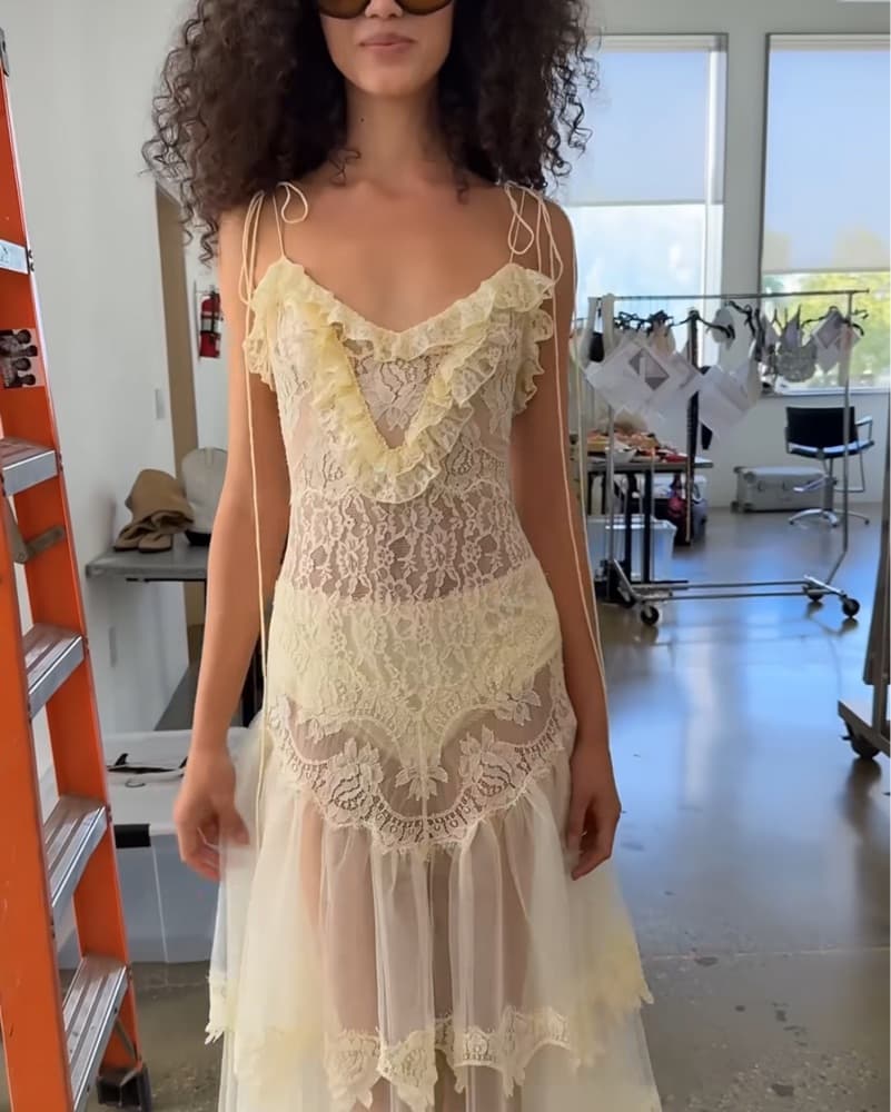 Adeline Cream Lace Maxi Dress  - Image 3