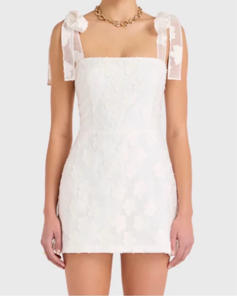 Elegant White Floral Lace Mini Dress - Image 1