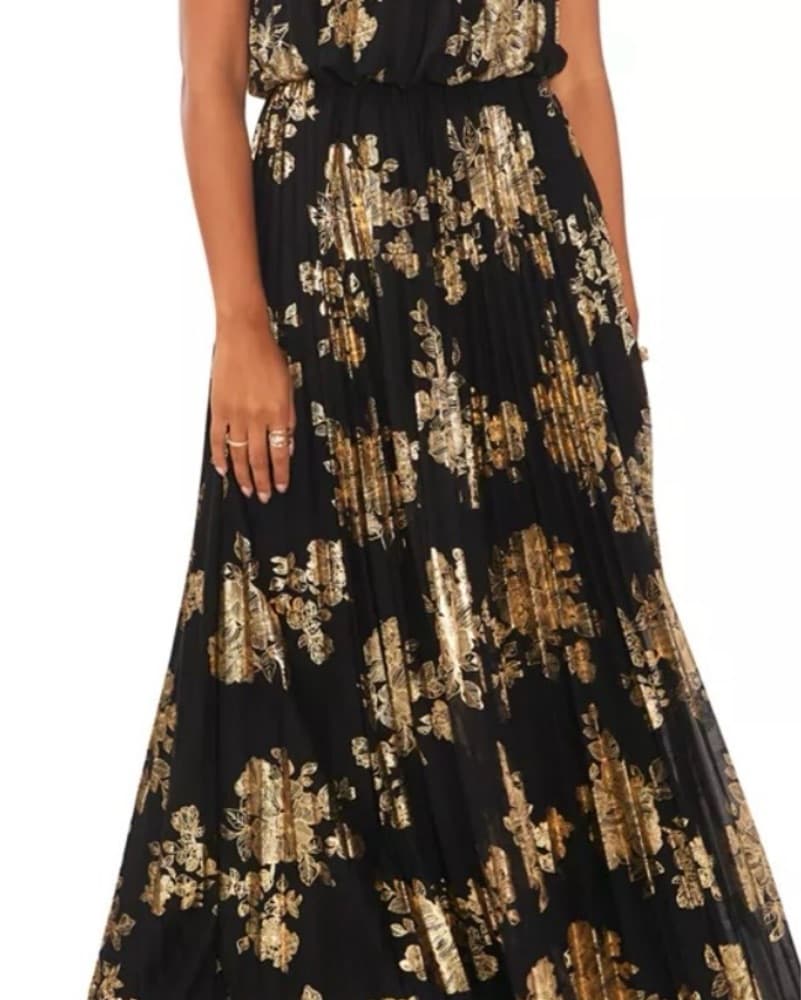 MSK Metallic print Pleated Blouse Gown  - Image 1