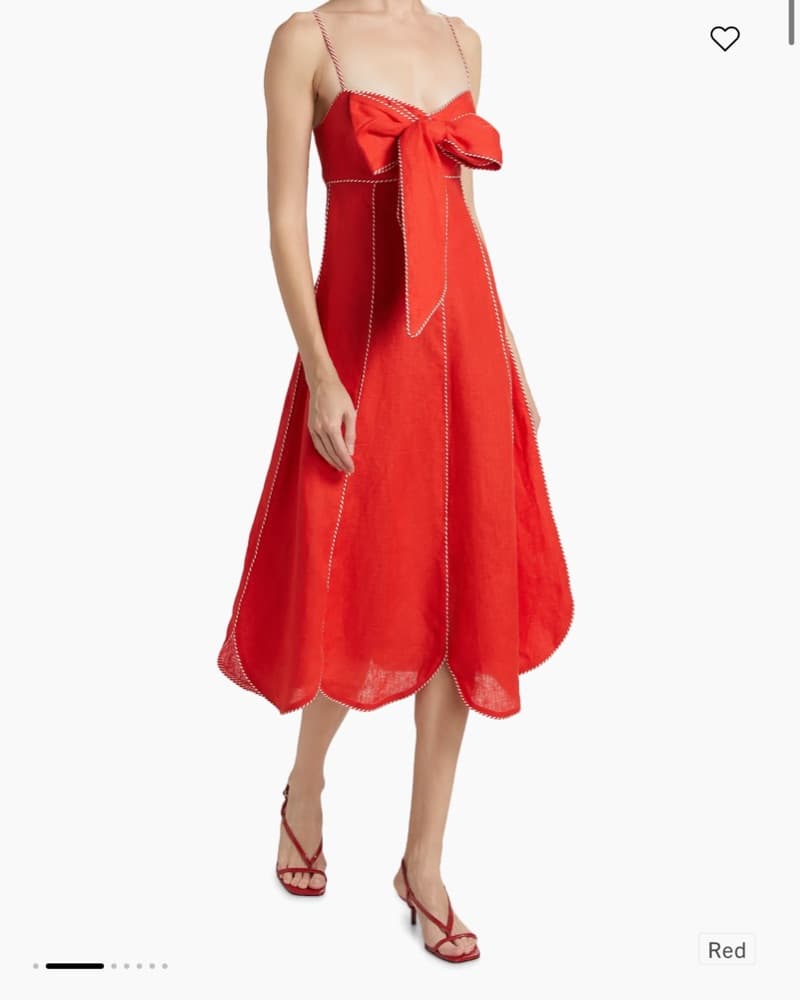 Farm Rio Linen Red Bow Tie Dress - Image 1