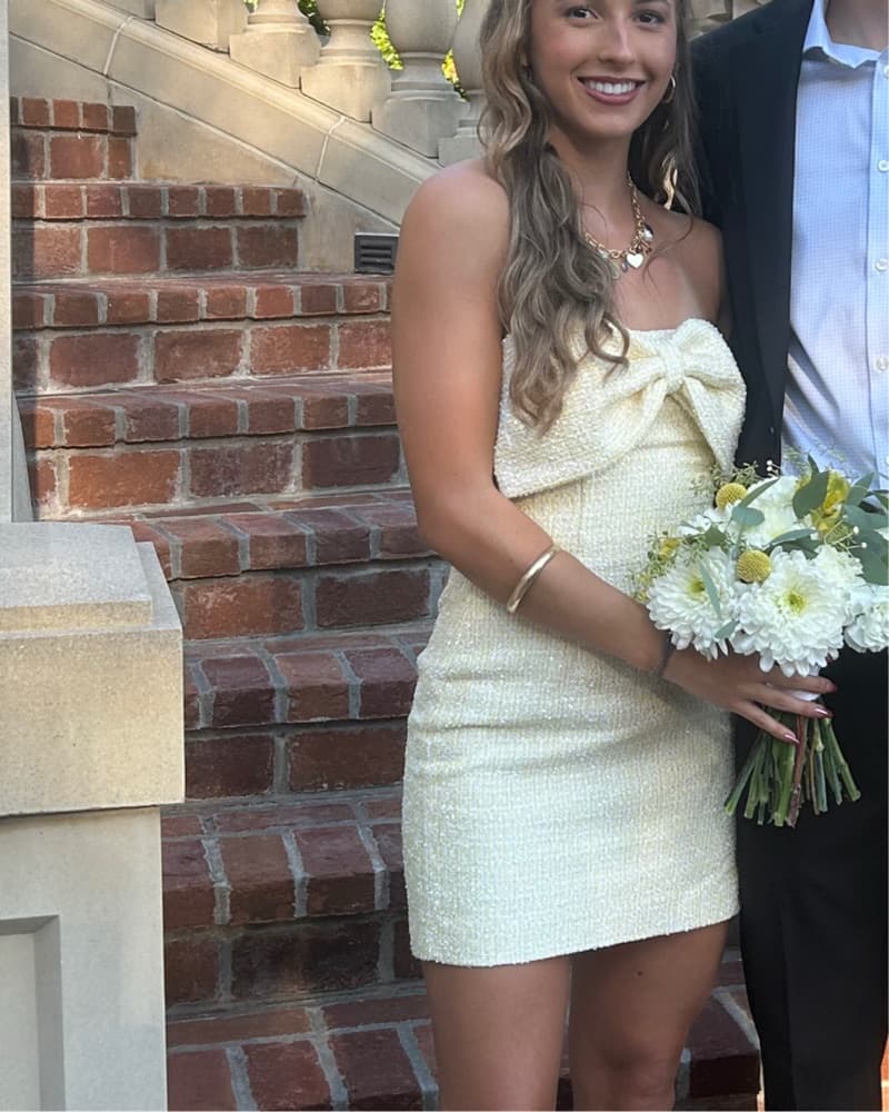 Yellow Sequin Bow Dress  - Image 3