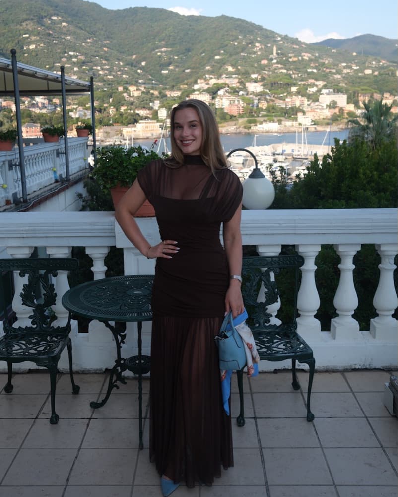 Brown Mesh Detail Long Dress - Image 1