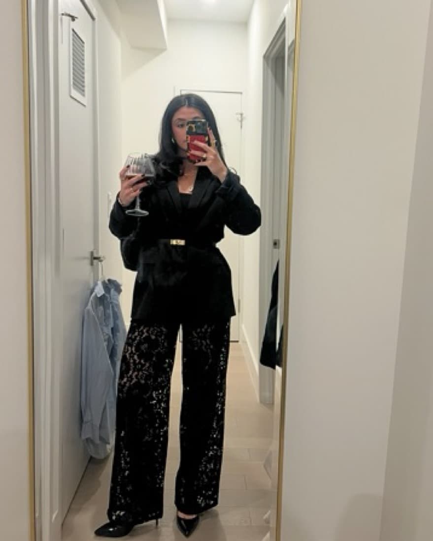 Black Lace Pants - Built In Shorts - Image 2