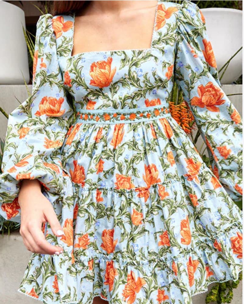 Stunning Floral Tiered Ruffle Mini Dress - Image 2