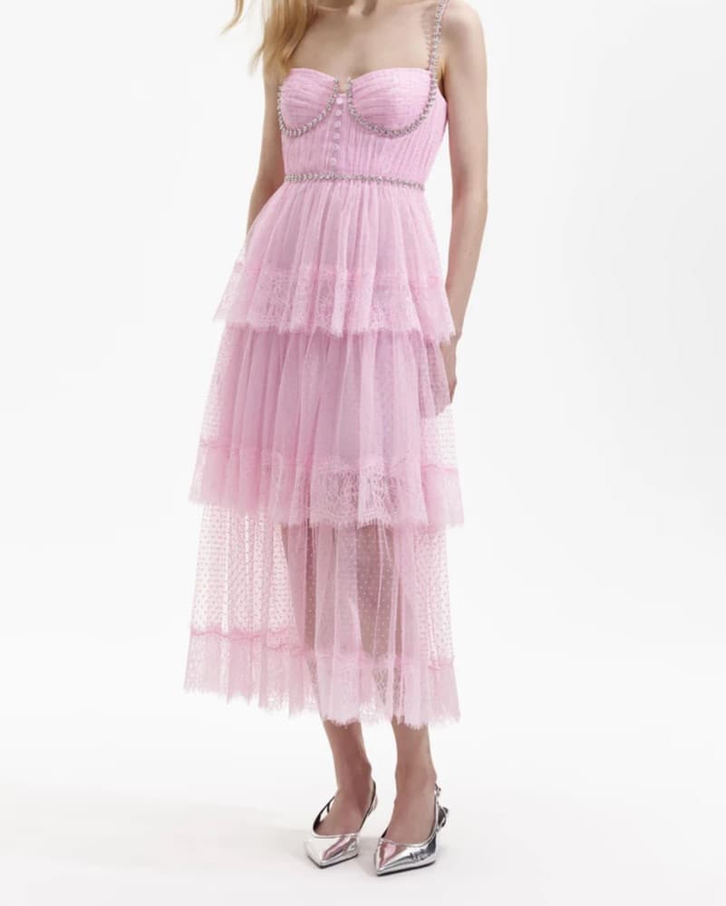 Self Portrait Pink Midi Dress  - Image 3
