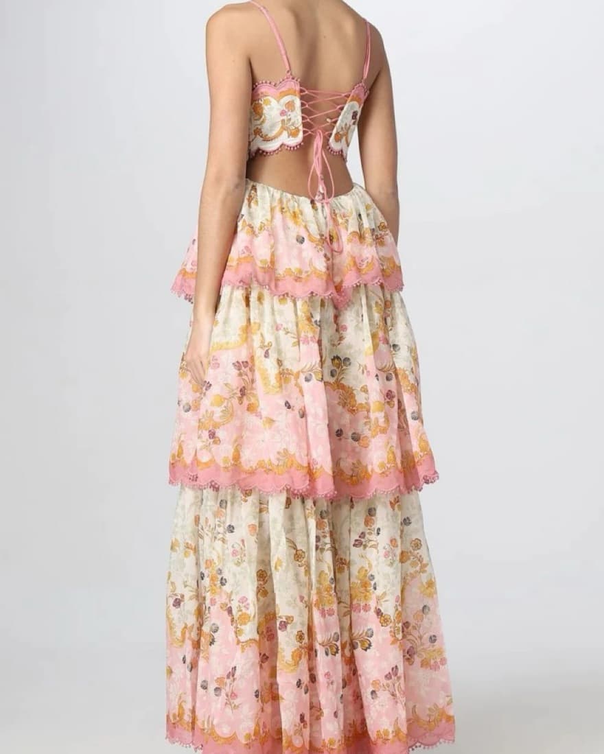 Laurel Frill Lace Up Tiered Maxi Dress - Image 2