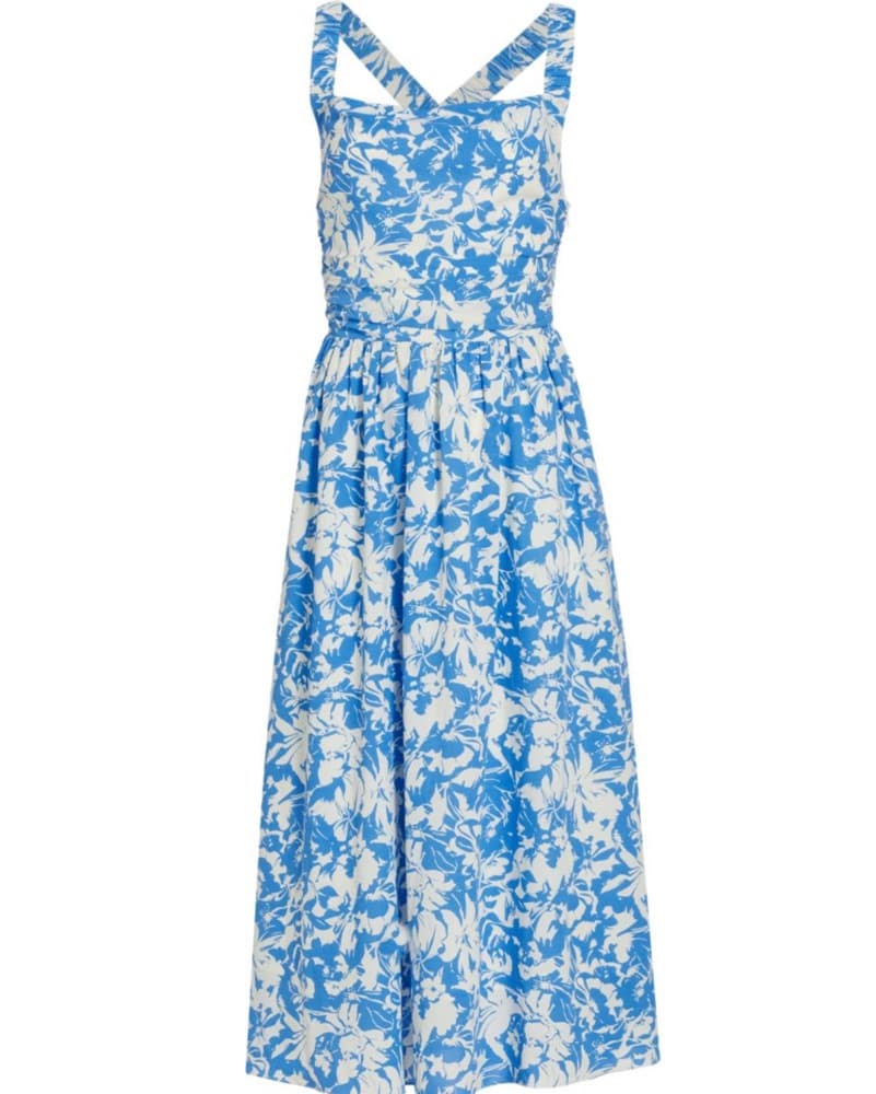 Blue & White Midi Dress - Image 1