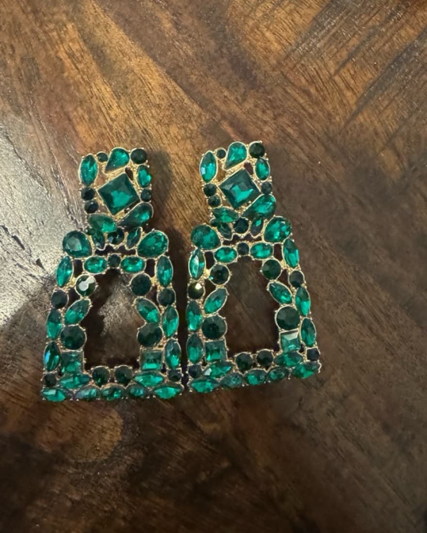 Green Statement Earrings - Image 2