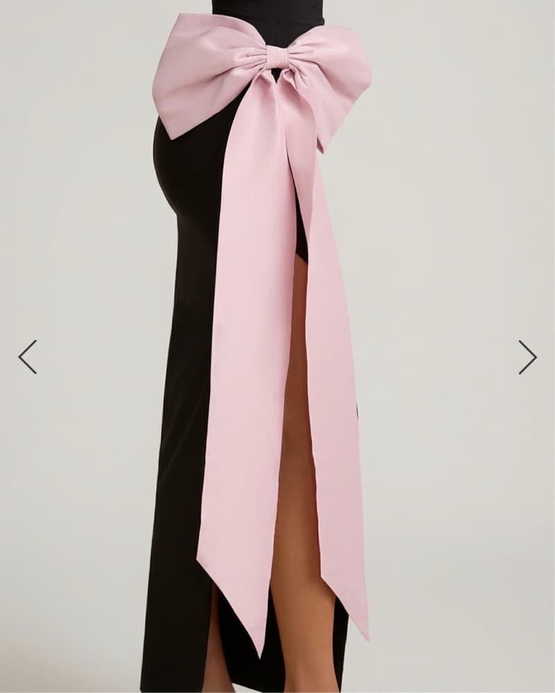 Strapless Bow Detal Maxi Dress In Black - Image 5