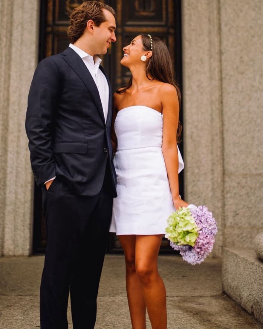 AISLE WHITE LINEN BACK BOW DRESS  - Image 1