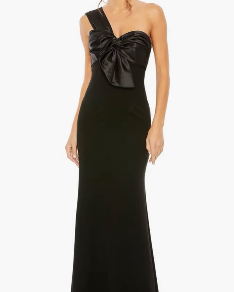Black Tie One-Shoulder Formal Gown - Image 1