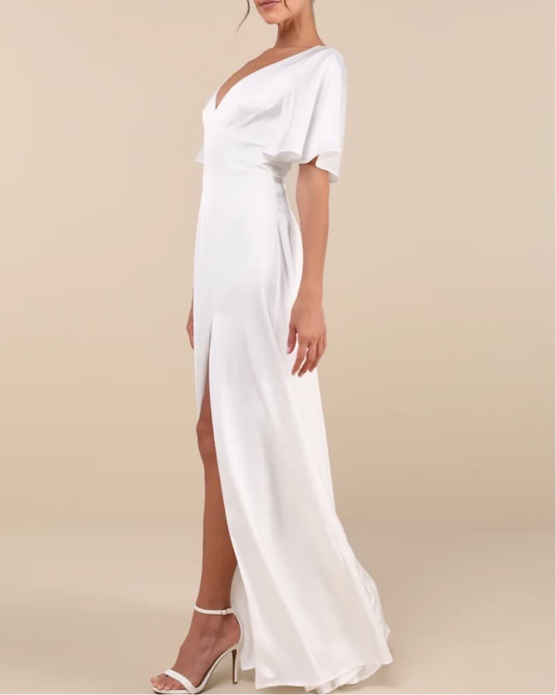 Lulus Elegant Confidence Satin Dress - Image 3