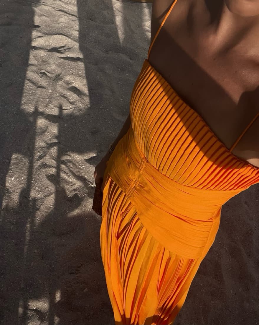 Acler Fairly Pleated Marigold Midi Dress - Image 1