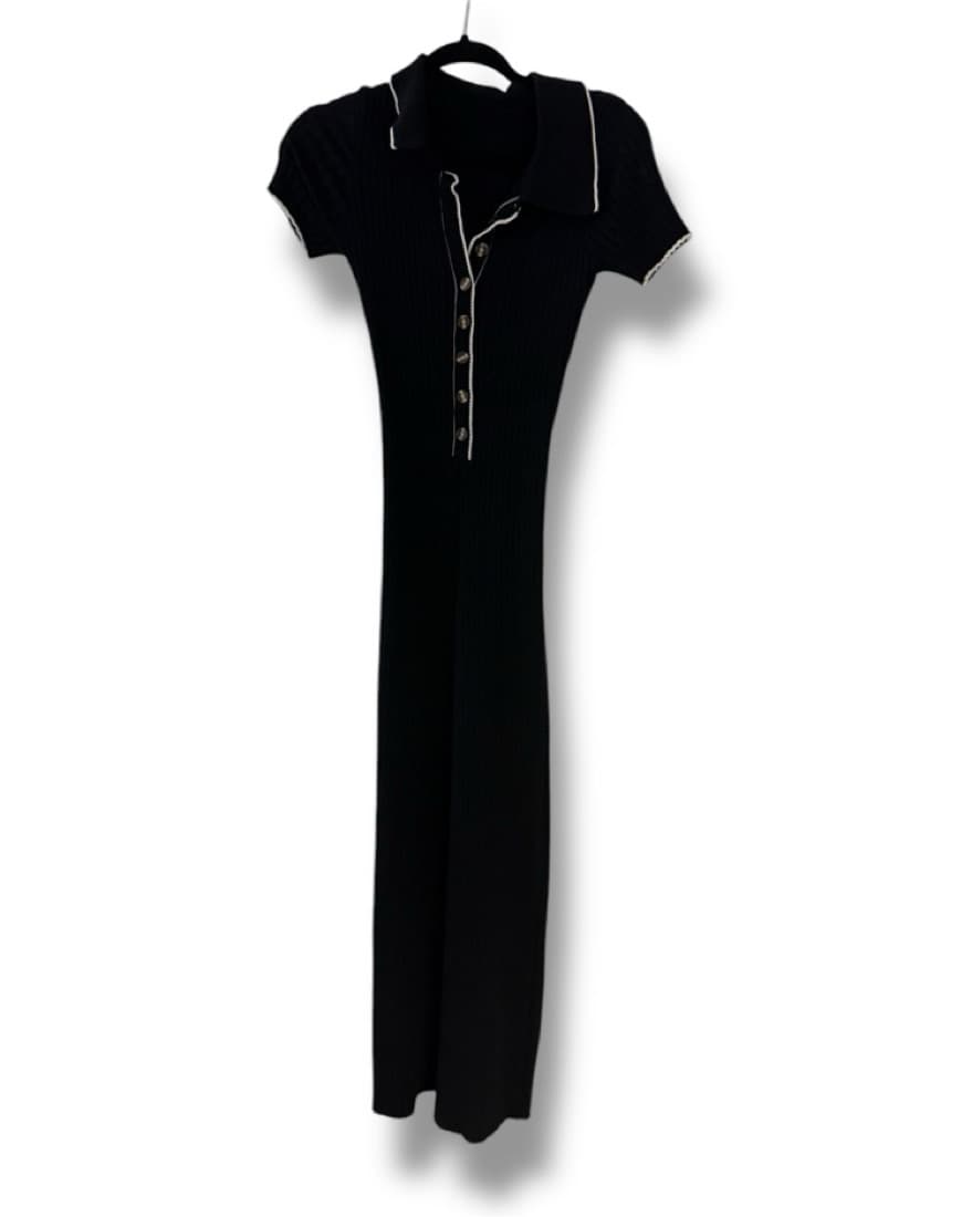 Collared Short Sleeve Sweater Dress - Image 3