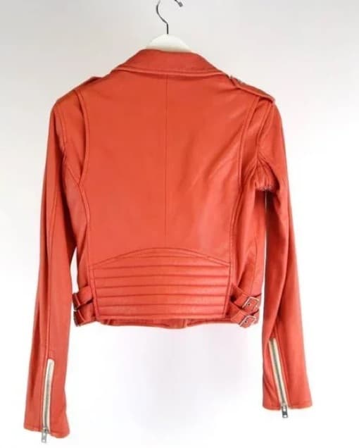 $1300 IRO Zefir Coral Leather Biker Jacket  - Image 4
