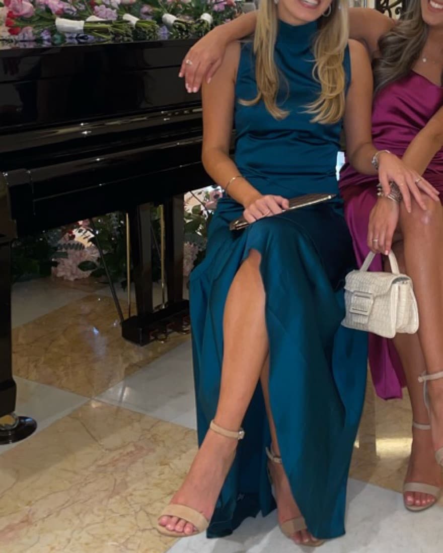 High Neck Satin Dress - Image 2