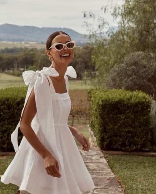 DIISH White Bow Linen Dress - Image 1