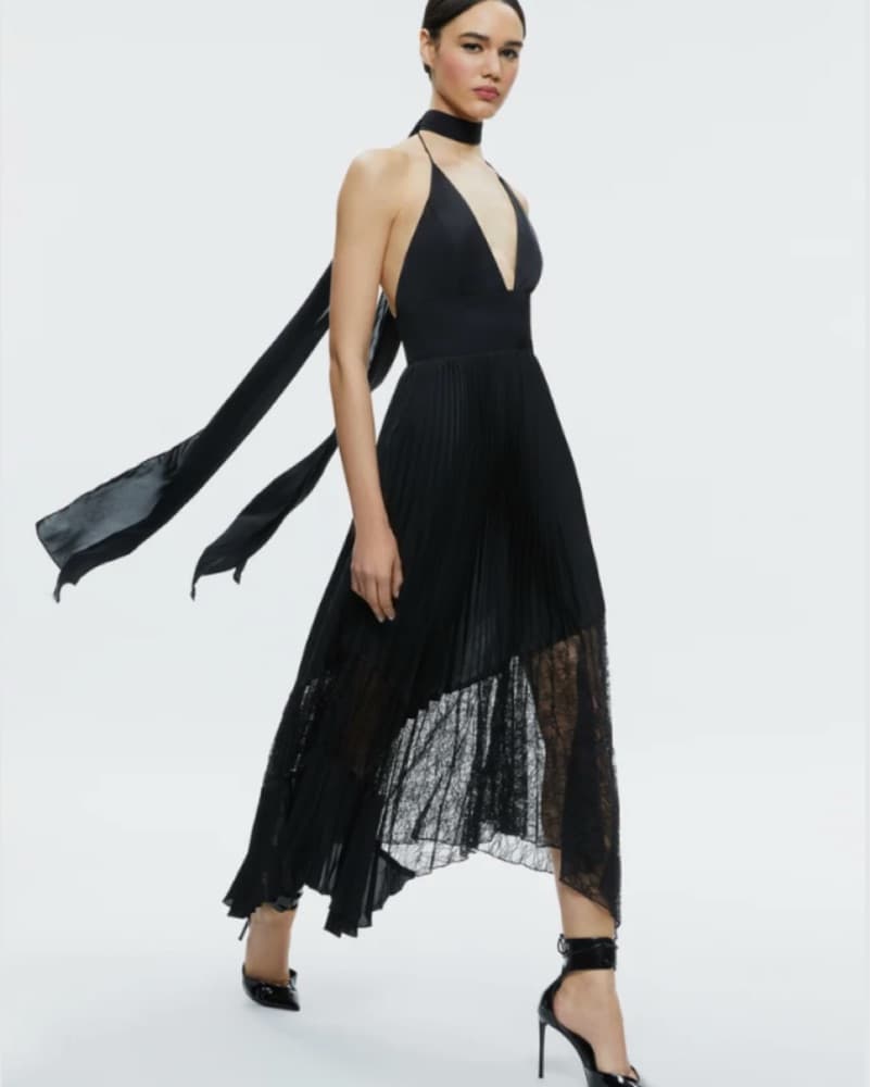 Alice + Olivia Black Halter Maxi Dress - Image 3