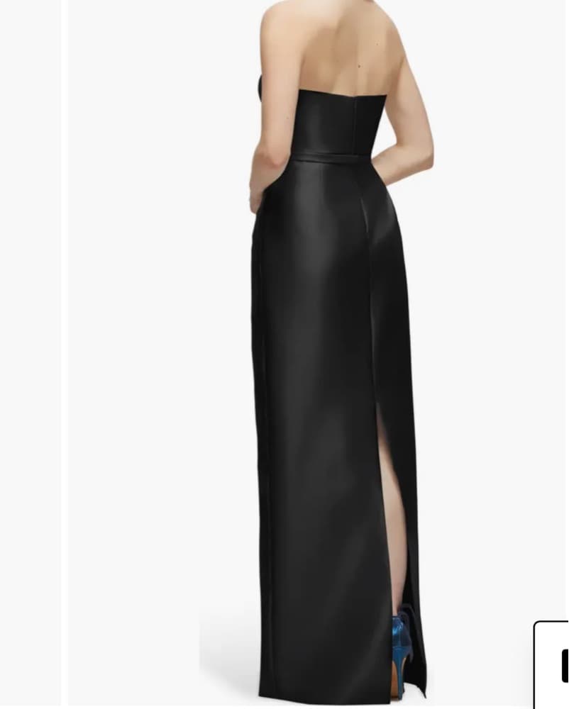 Strapless Bow Belt Satin Twill Colum - Image 2