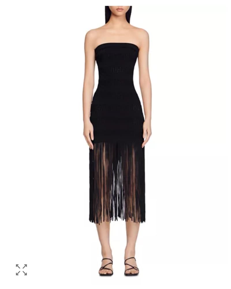 Sandro Black Fringe Midi Dress - Image 3