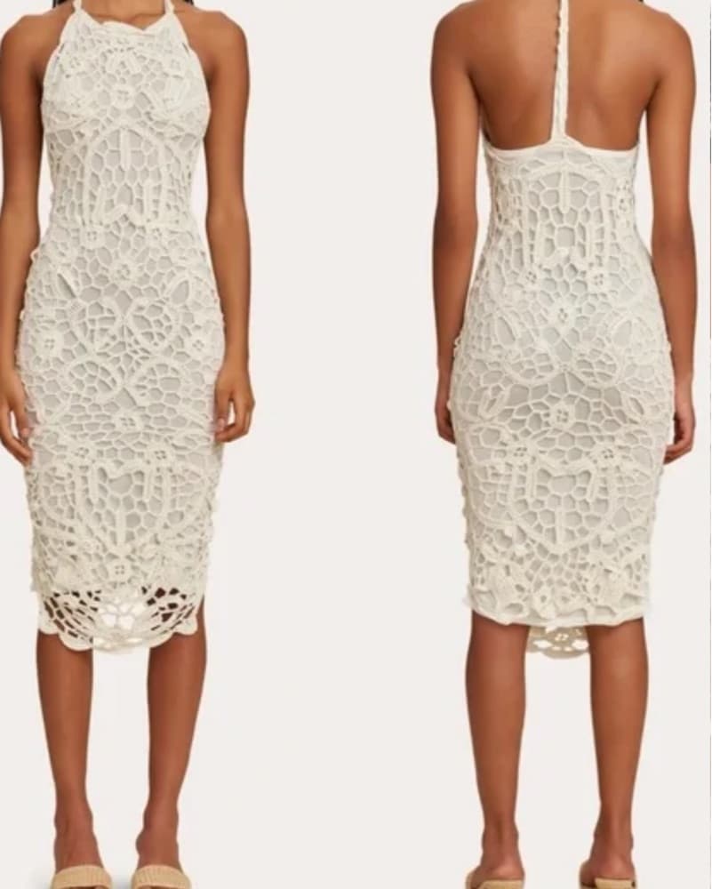 Cult Gaia Oria Crochet White Lined Dress - Image 2