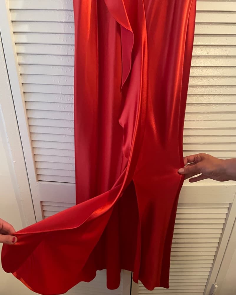 Midi Red Slip Dress - Image 5
