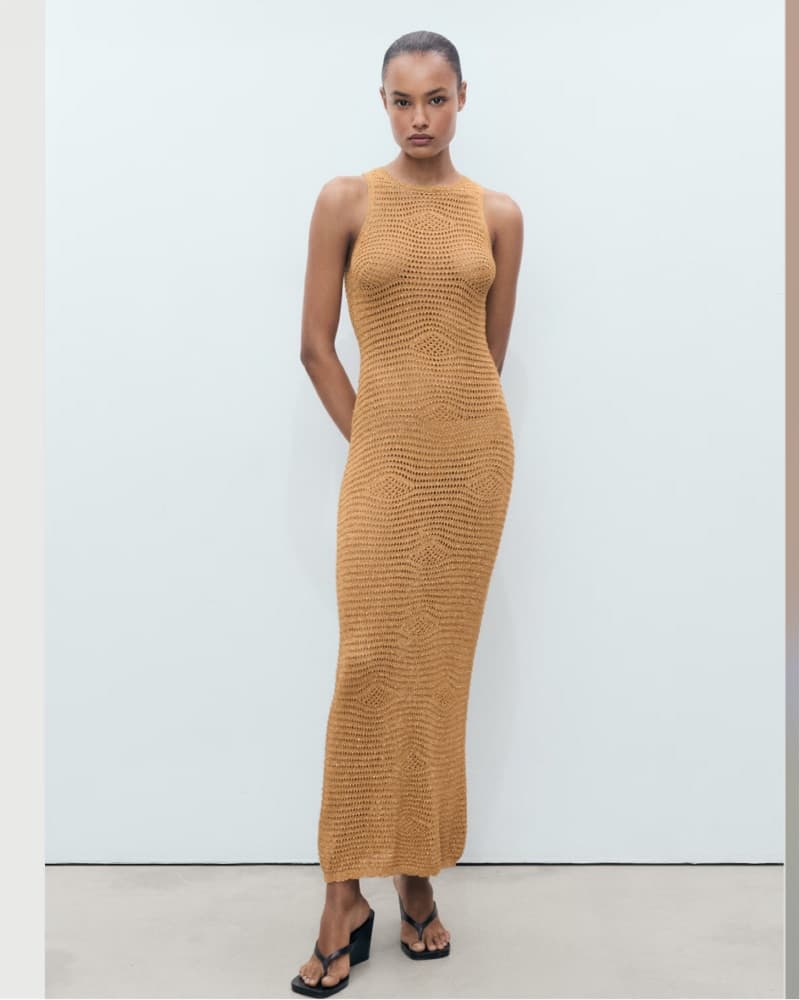 Mango Gold Lurex Maxi Knit Dress - Image 1