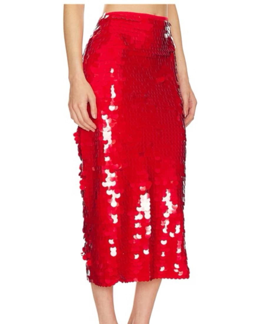 Lioness Red Sparkle Midi Skirt  - Image 2