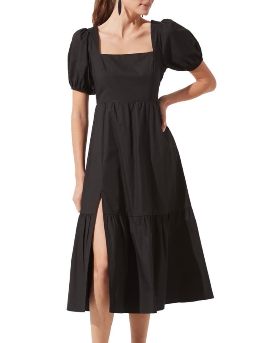 Puff Sleeve Midi Dres - Image 1