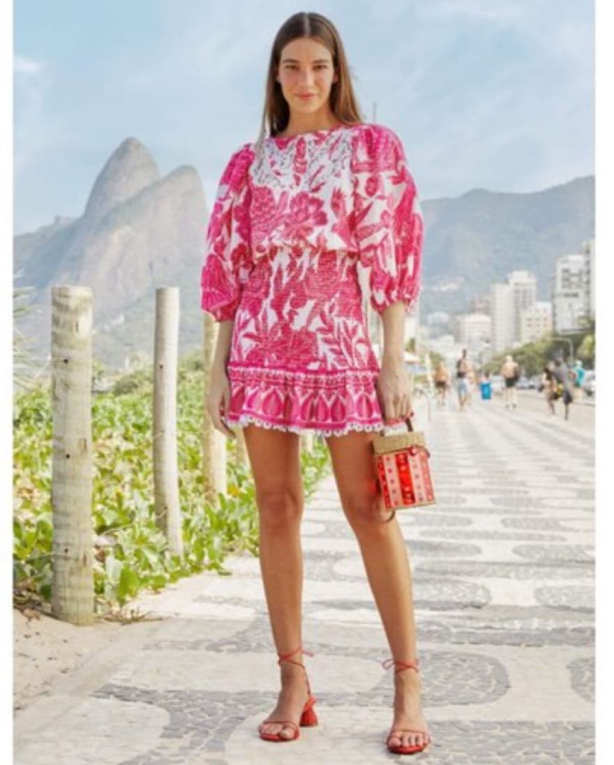 Farm Rio Tropical Wodcut Mini Dress - Image 1