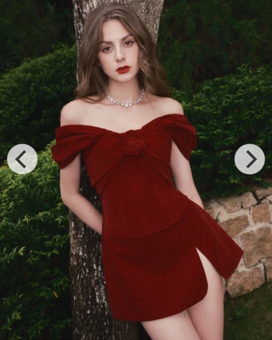 Mercer Red Velour Dress - Image 5