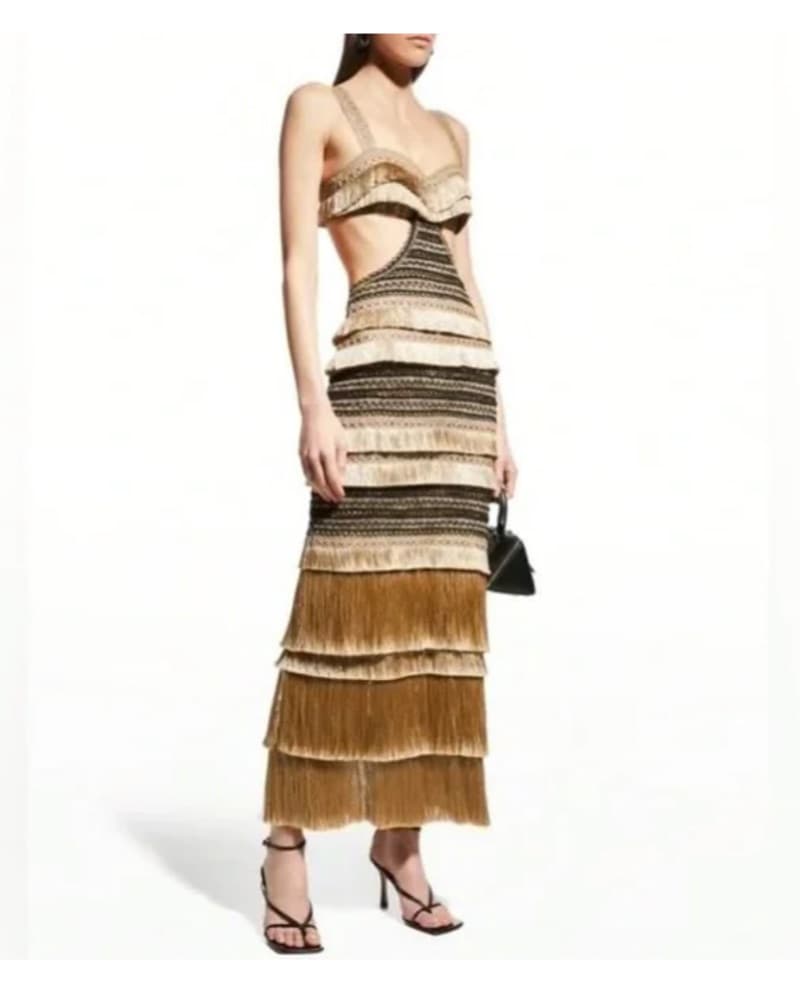 PatBO Fringe Trimmed Cutout women dress  - Image 5