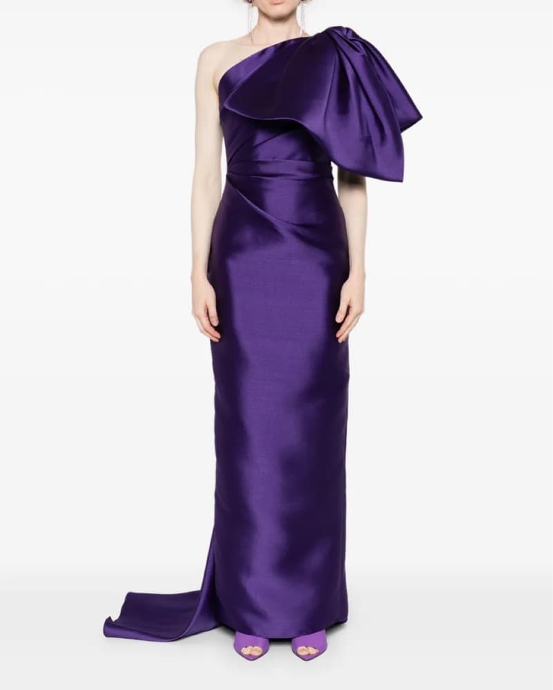 Solace london Purple One Shoulder Bow - Image 4