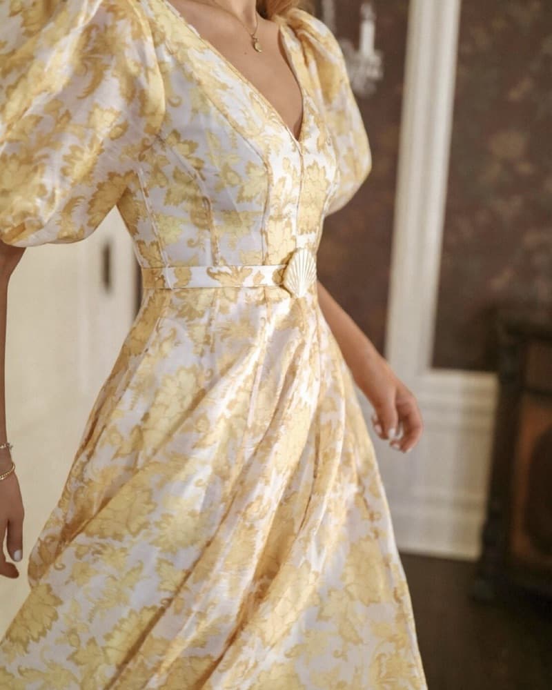 Zimmermann Yellow Puff Sleeve Dress - Image 3