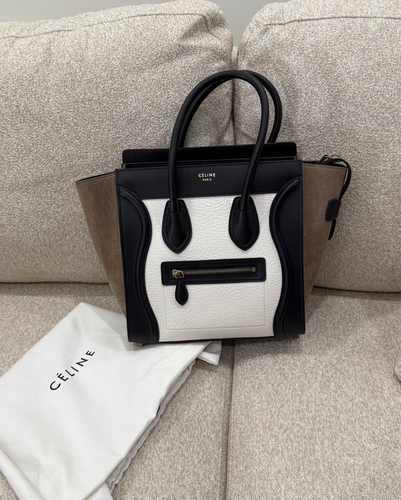 Celine Luggage Tote in Beige and Black - Image 2