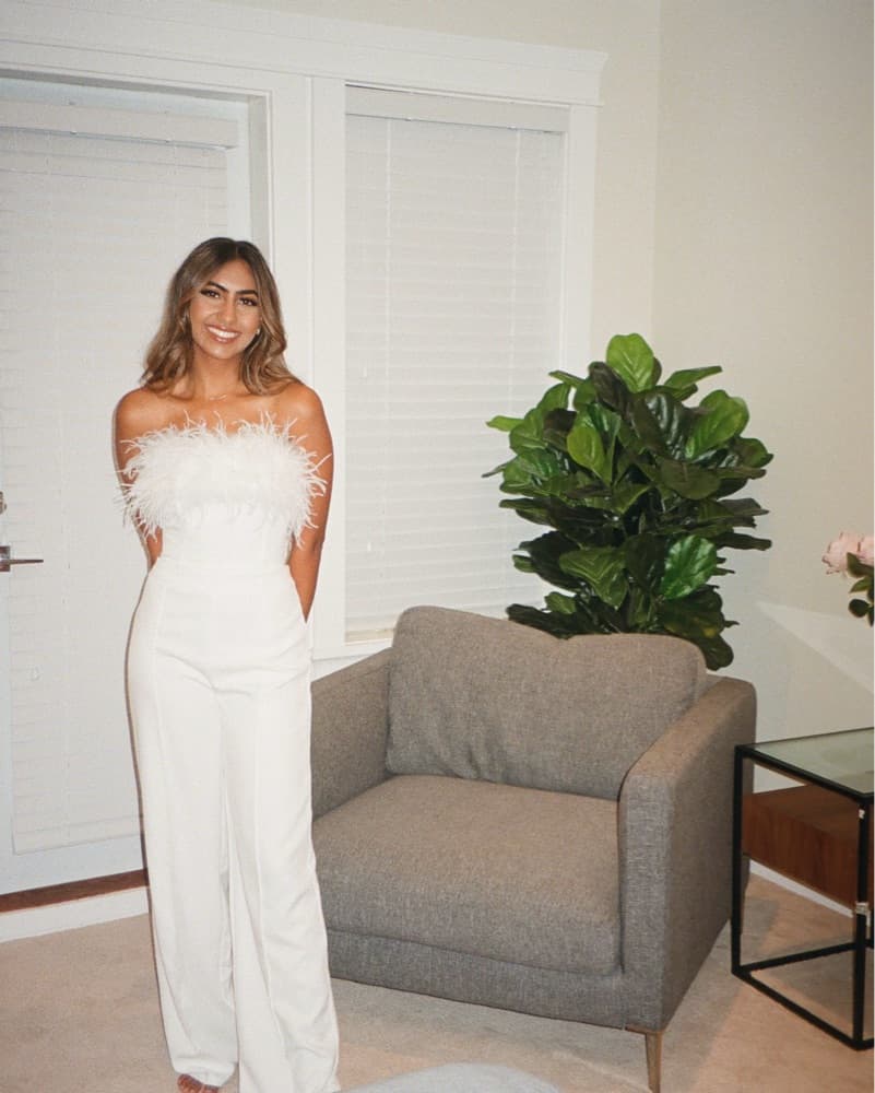 Elegant Feathered Jumpsuit - Image 2